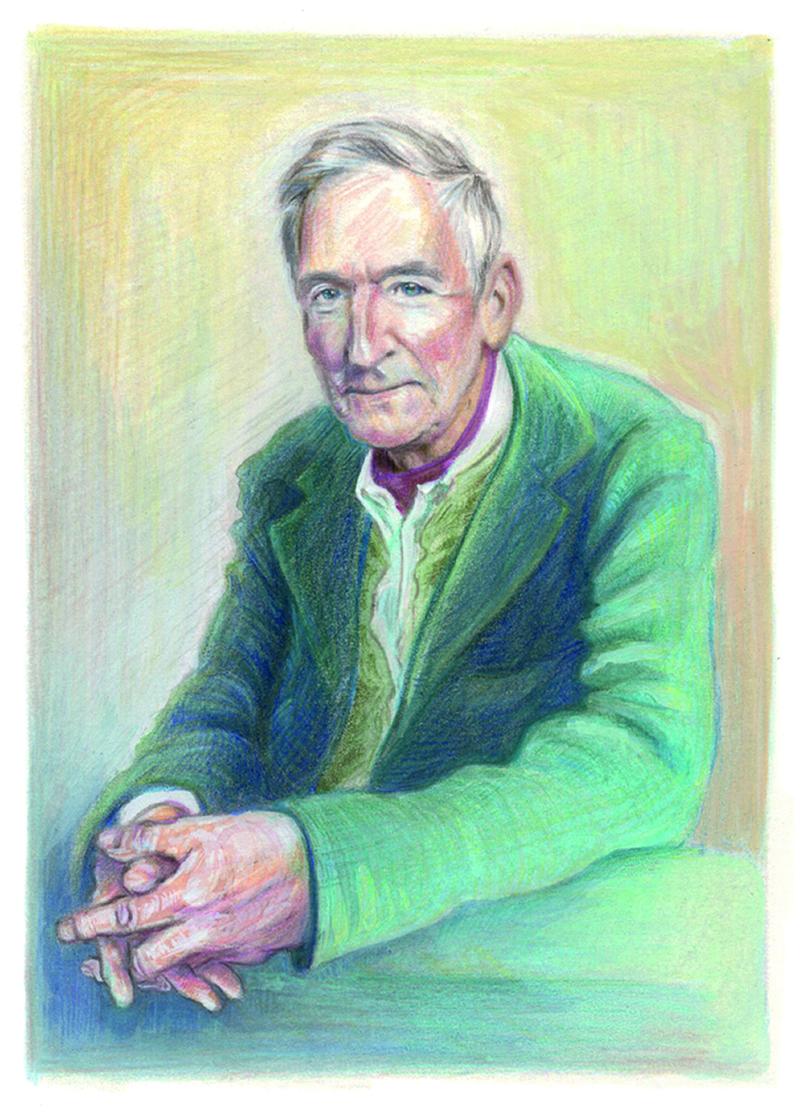 An illustration of Raymond Briggs by Robin Shaw